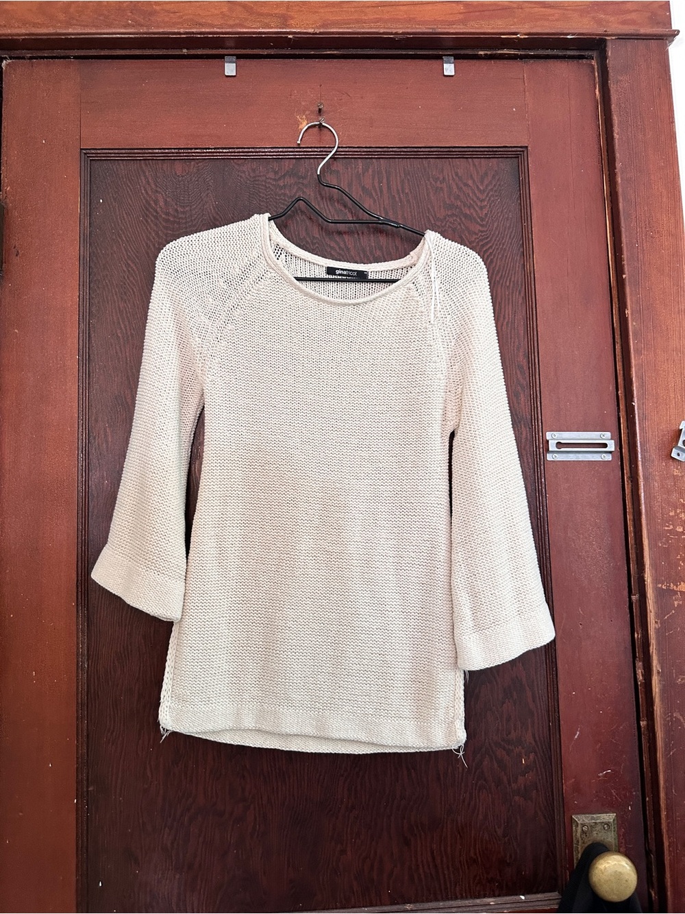 Light Cream Knit Scoop-Neck Sweater - Casual Women's Pullover